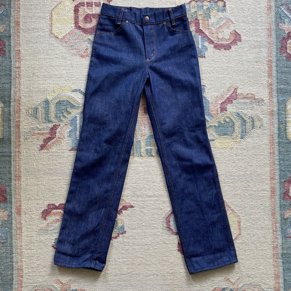 Vintage 70s Sears Perma Prest Jeans Dark Blue 27x29 14 Regular Straight Punk